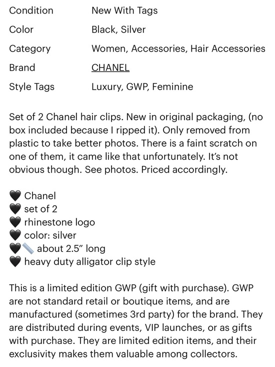 CHANEL hair clips matte silver GWP main image 11